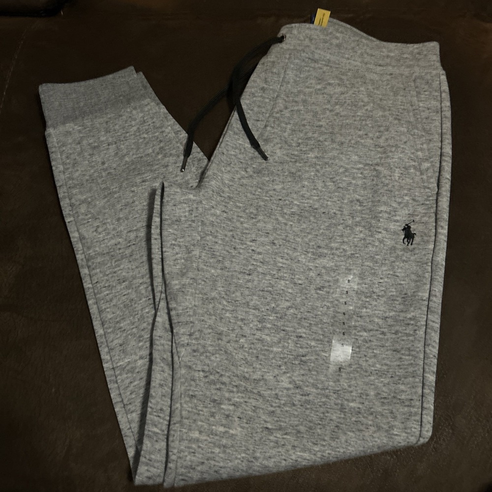 Polo Ralph Lauren Mens Small Gray Joggers Sweatpants Pony Logo Drawstring NWOT S